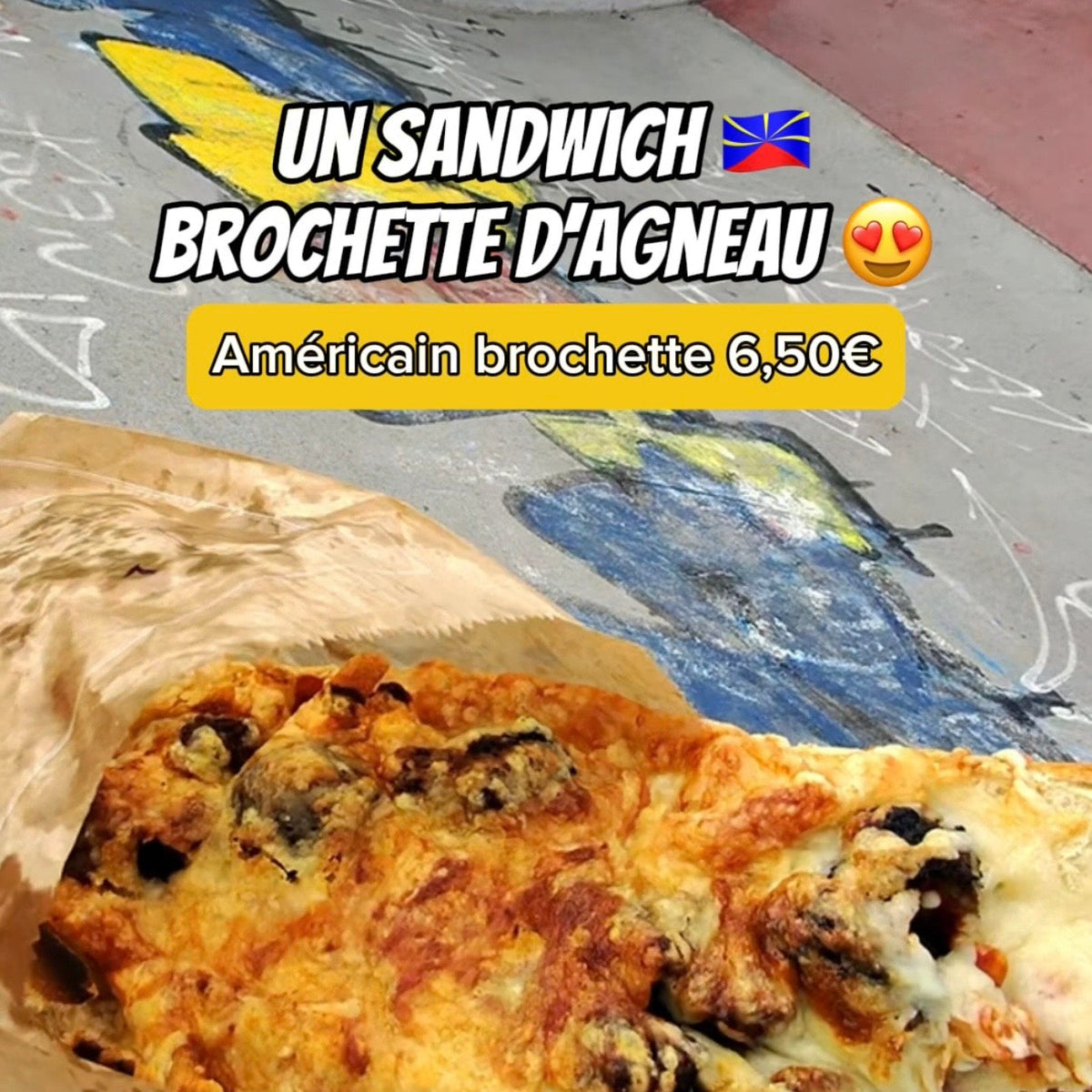 Un américain à la brochette d'agneau