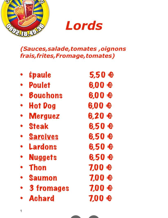 Menu Lords Keta & Djimmy