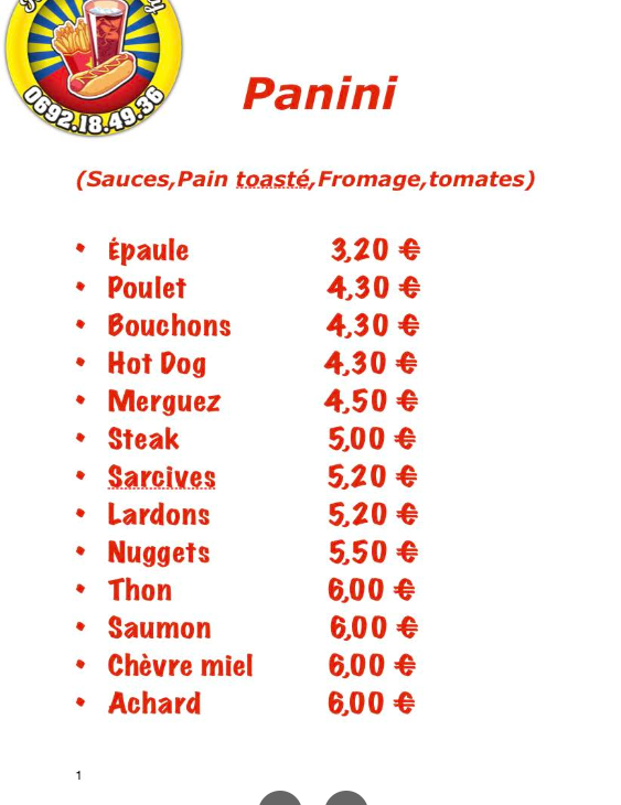 Menu Paninis Keta & Djimmy