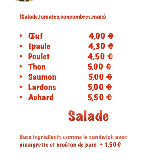 Menu salades Keta & Djimmy