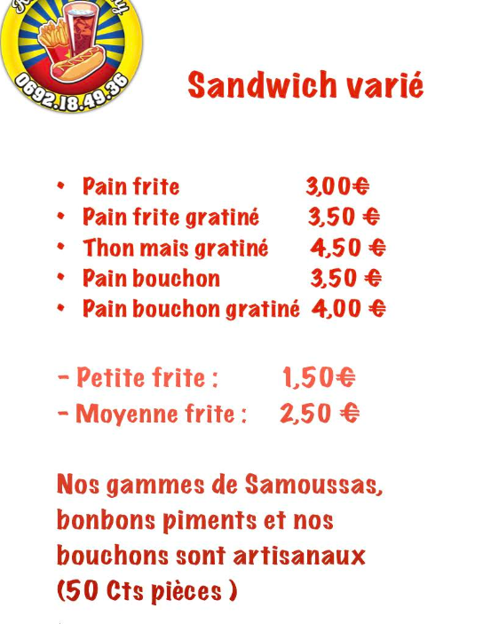 Menu sandwichs variés et frites Keta & Djimmy