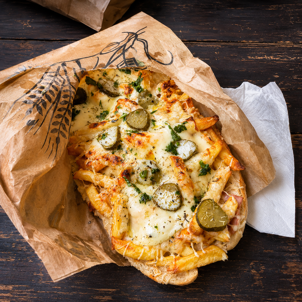 Pain américain gratiné du P’tit Coin Sandwicherie