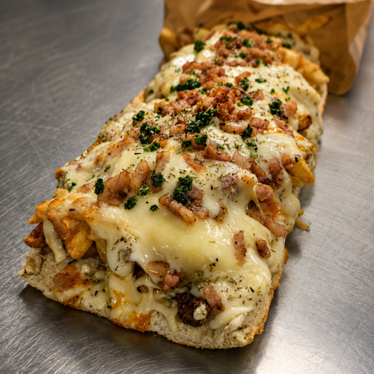 Sandwich gratiné aux lardons du P’tit Coin