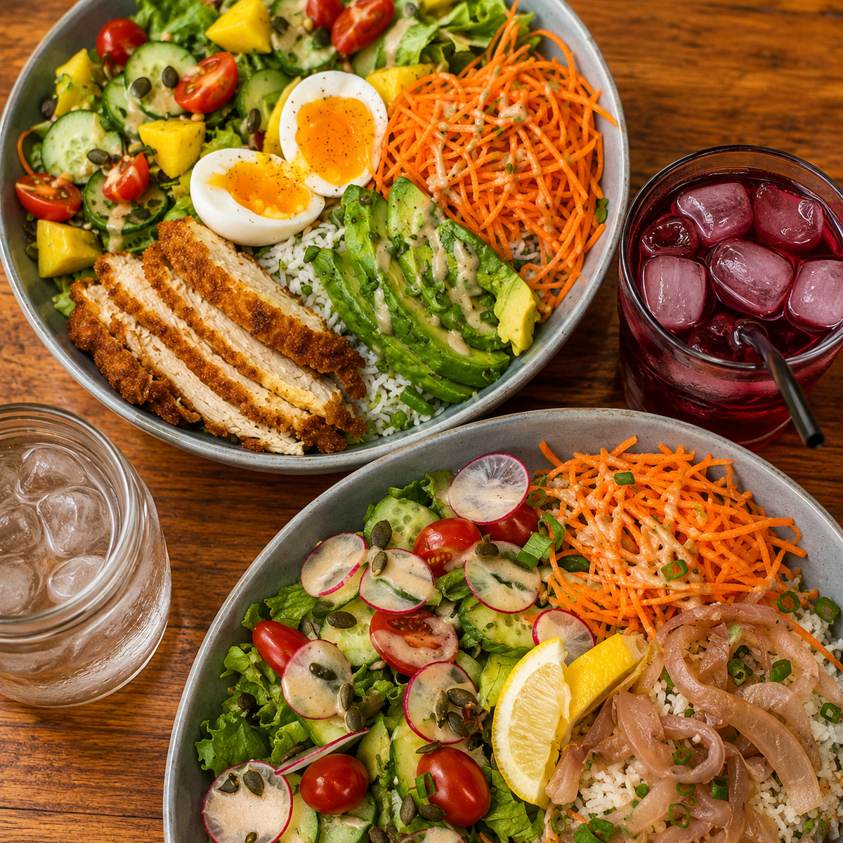 Salades composées proposées par Tangor Burgers Saint-Leu